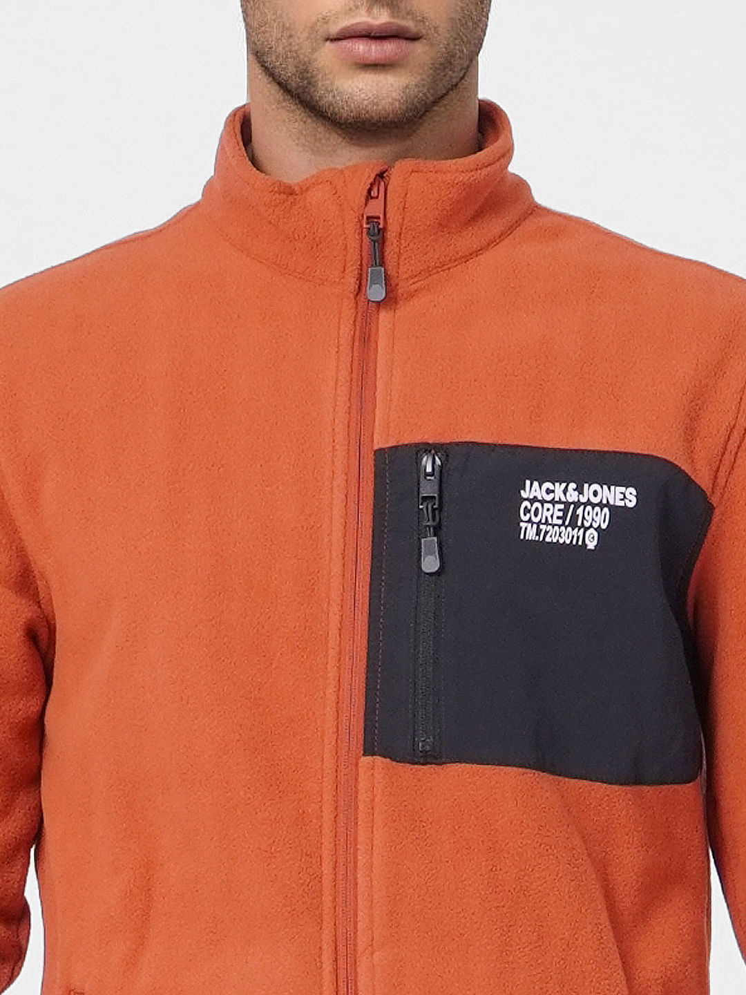 Orange Zip Up Fleece Jacket