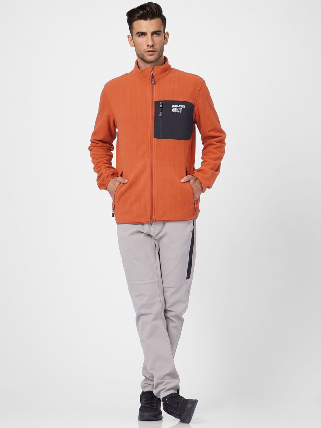 Orange Zip Up Fleece Jacket
