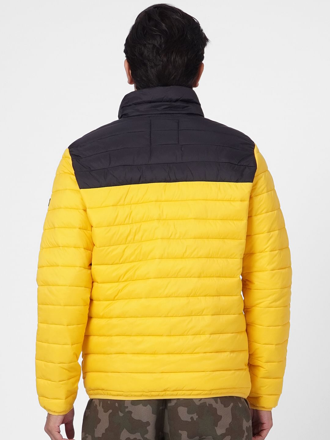 Yellow Colourblocked Puffer Jacket