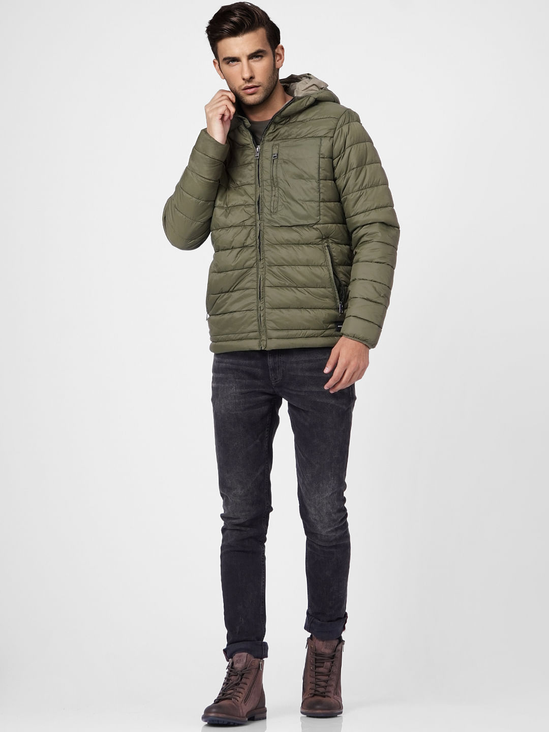 Green Hooded Puffer Jacket - S