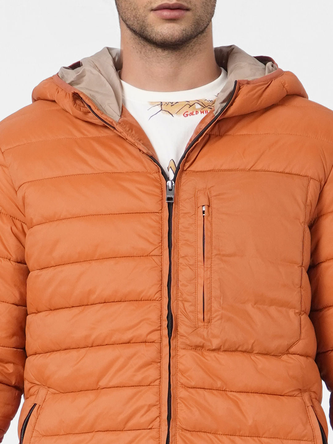 Brown Hooded Puffer Jacket