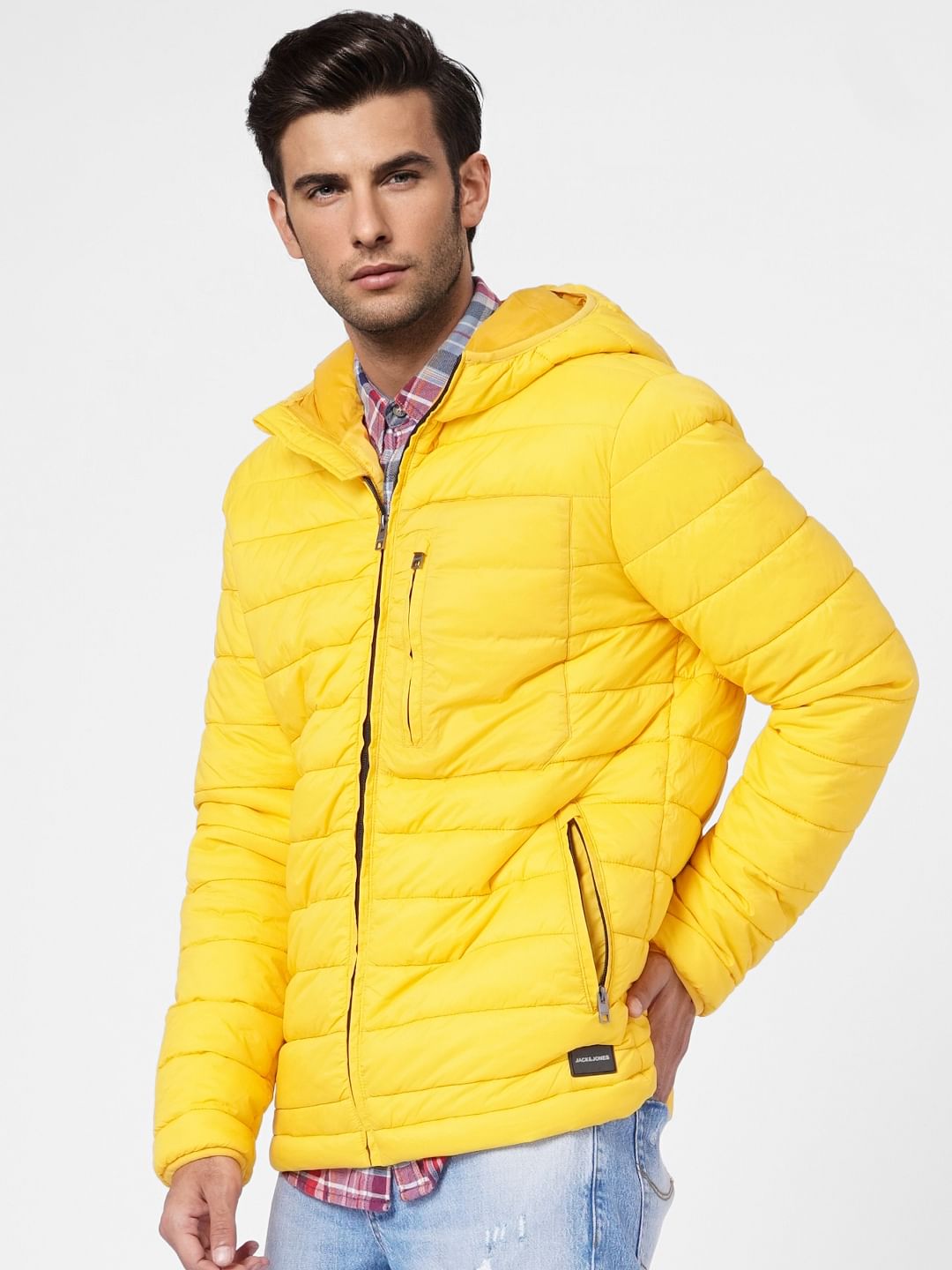 Yellow Hooded Puffer Jacket