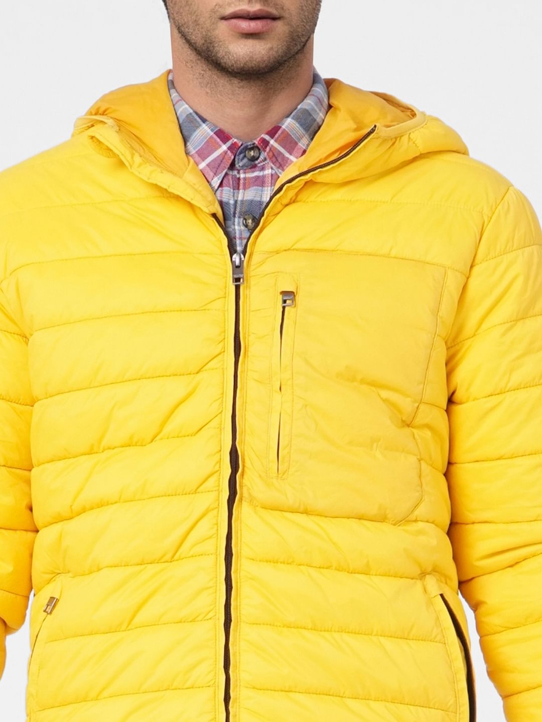 Yellow Hooded Puffer Jacket