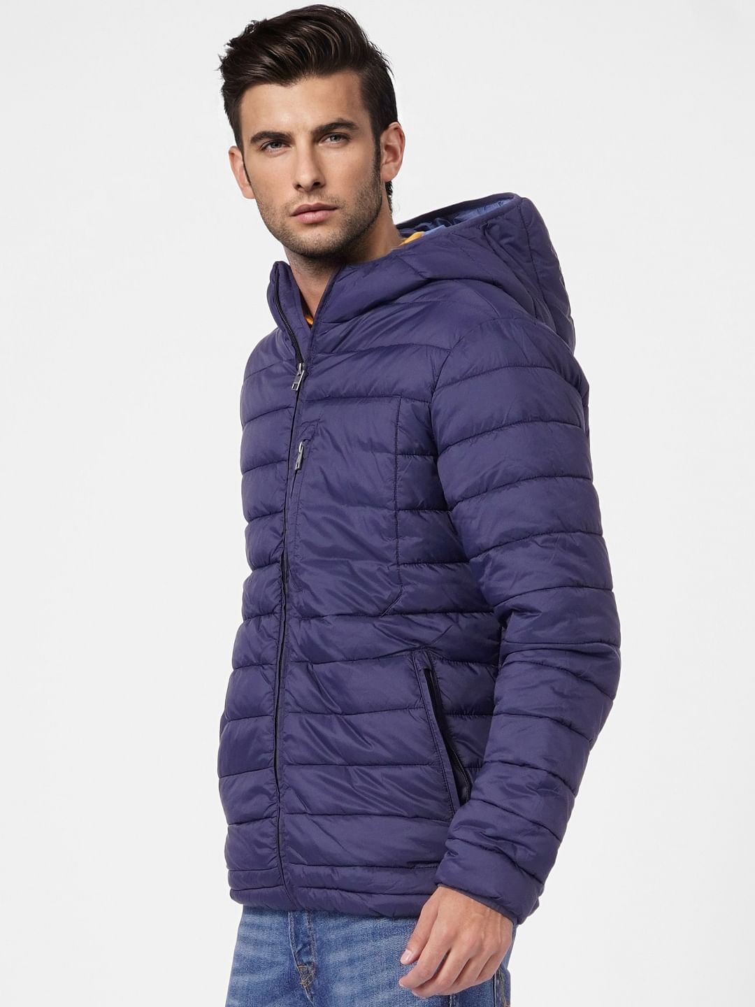 Blue Hooded Puffer Jacket