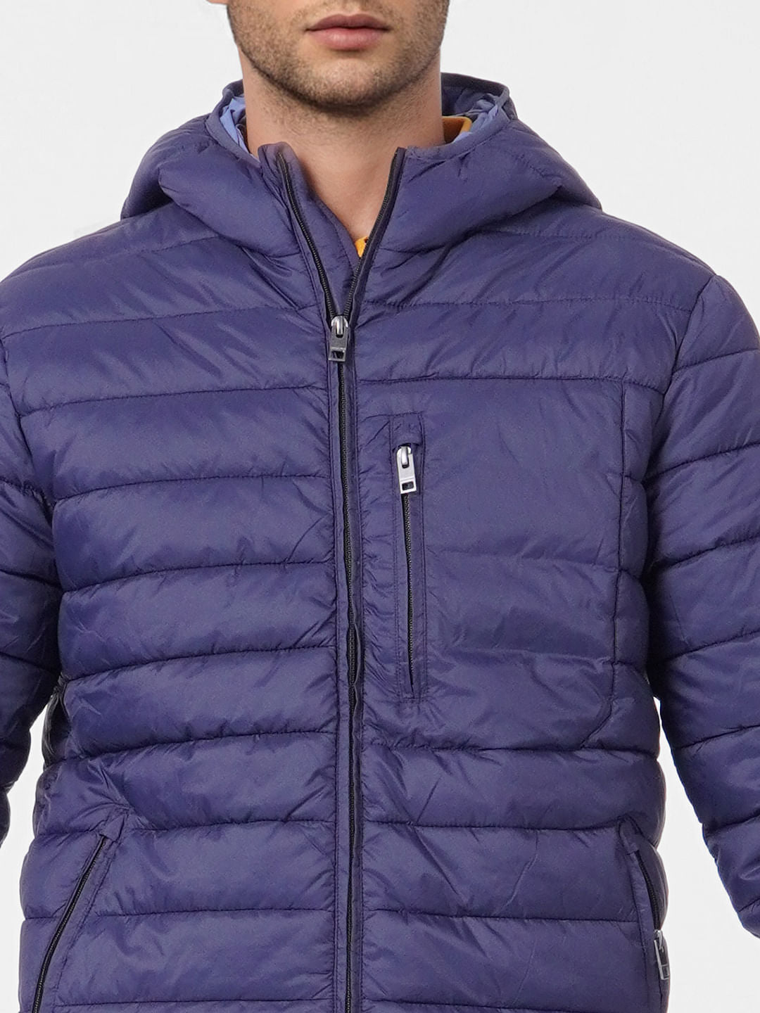 Blue Hooded Puffer Jacket