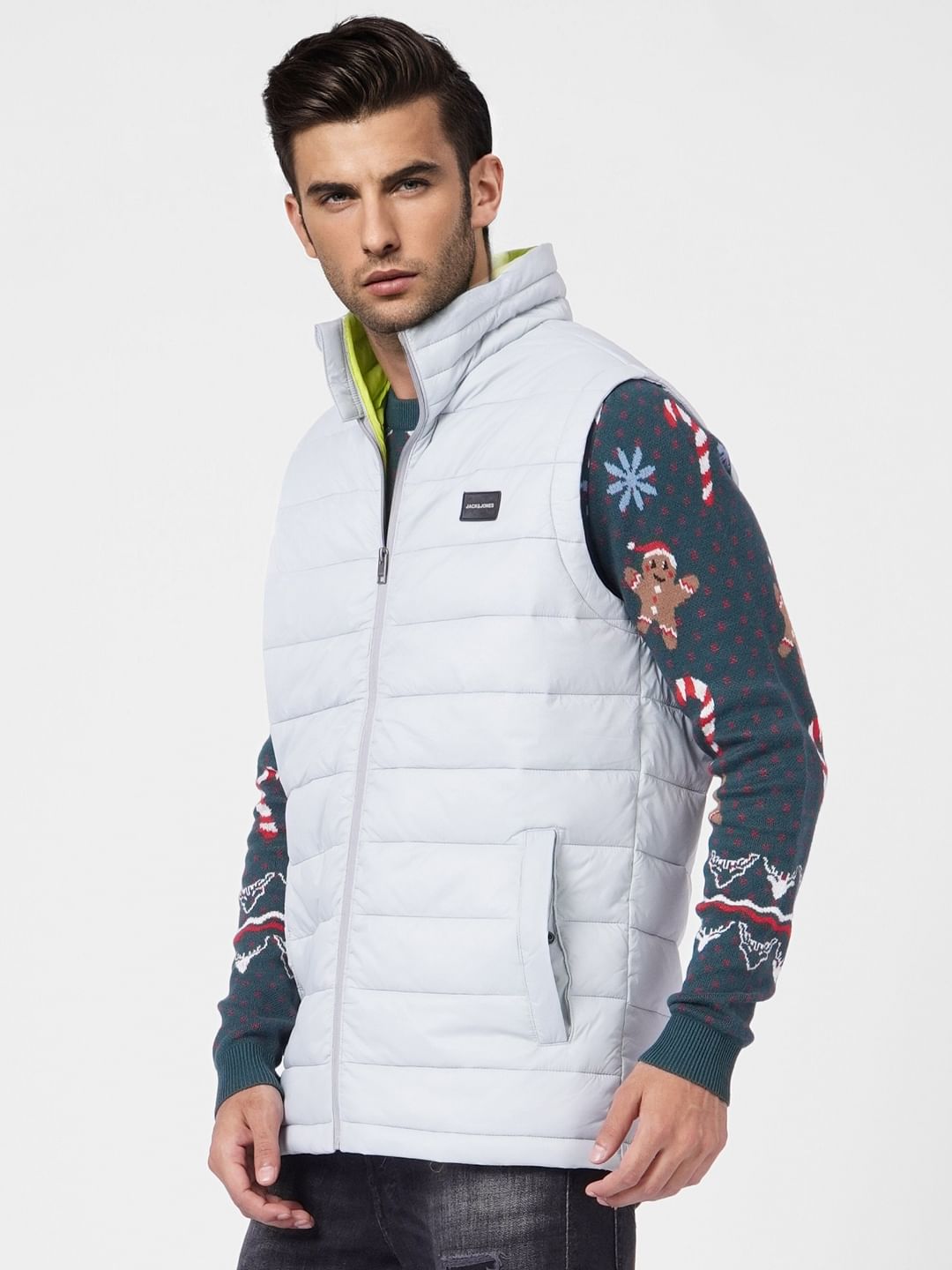 Light Grey Puffer Vest Jacket