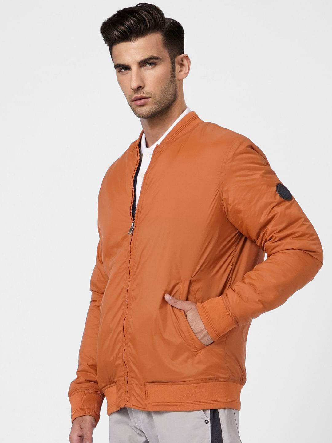 Brown Zip Up Bomber Jacket