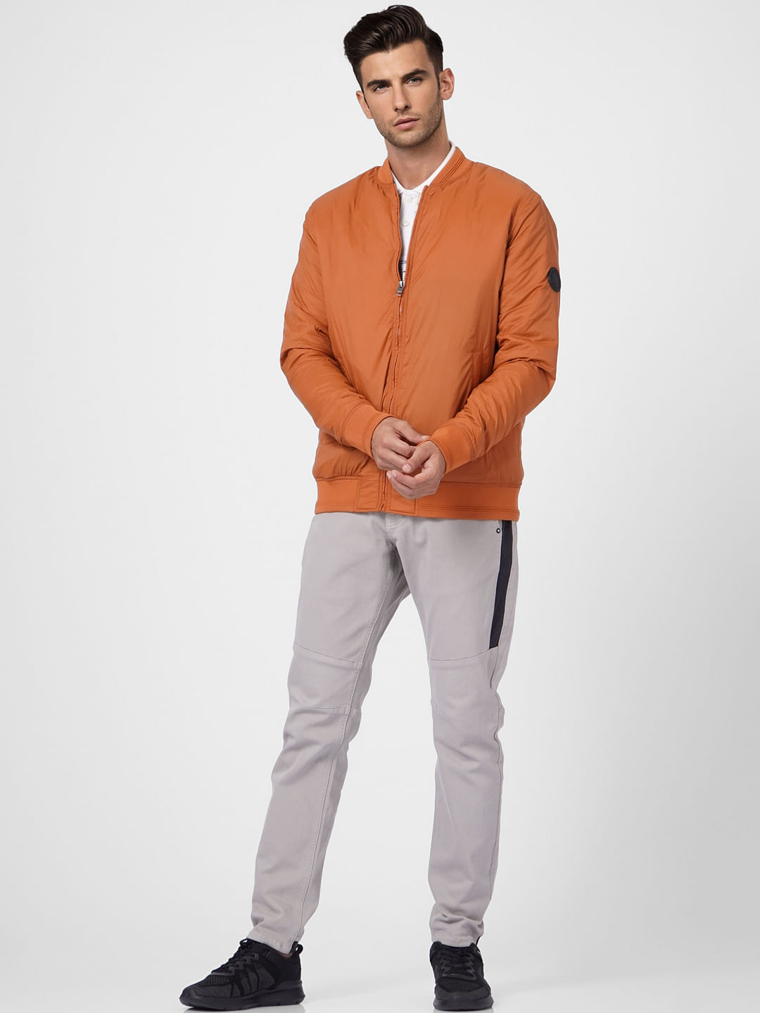 Brown Zip Up Bomber Jacket