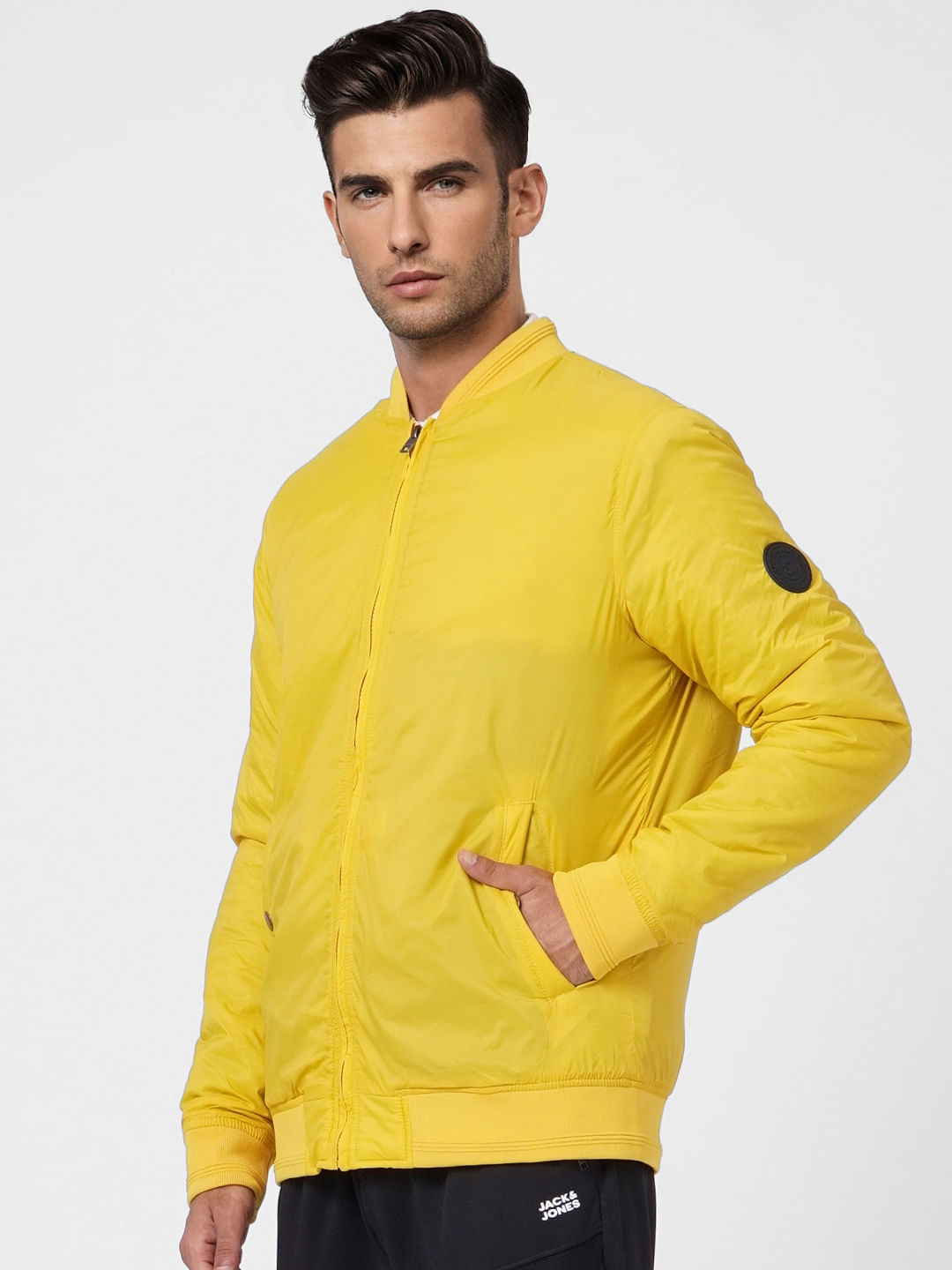 Yellow Zip Up Bomber Jacket