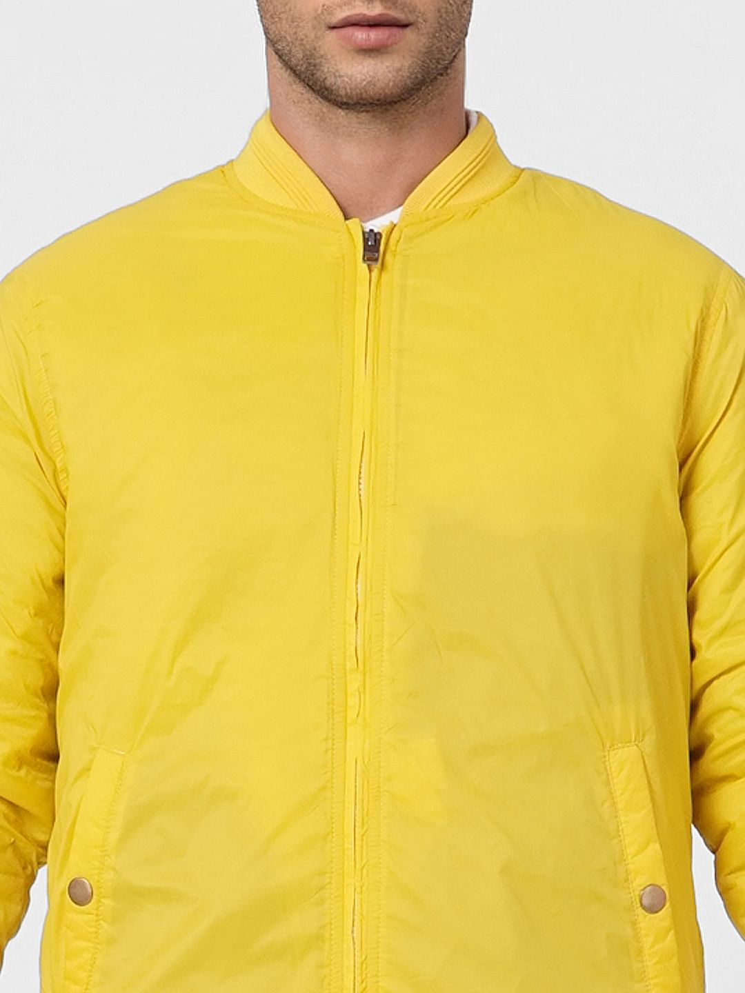 Yellow Zip Up Bomber Jacket