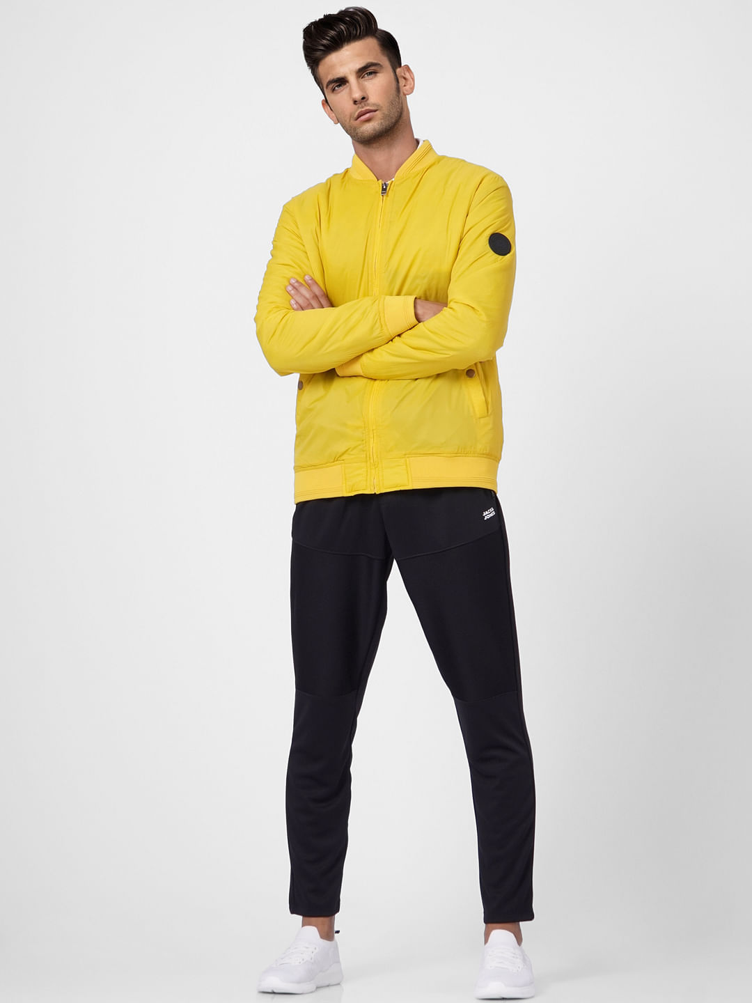 Yellow Zip Up Bomber Jacket