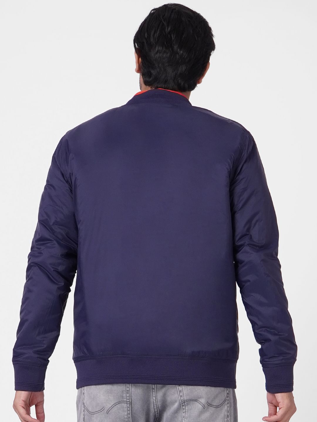Blue Zip Up Bomber Jacket
