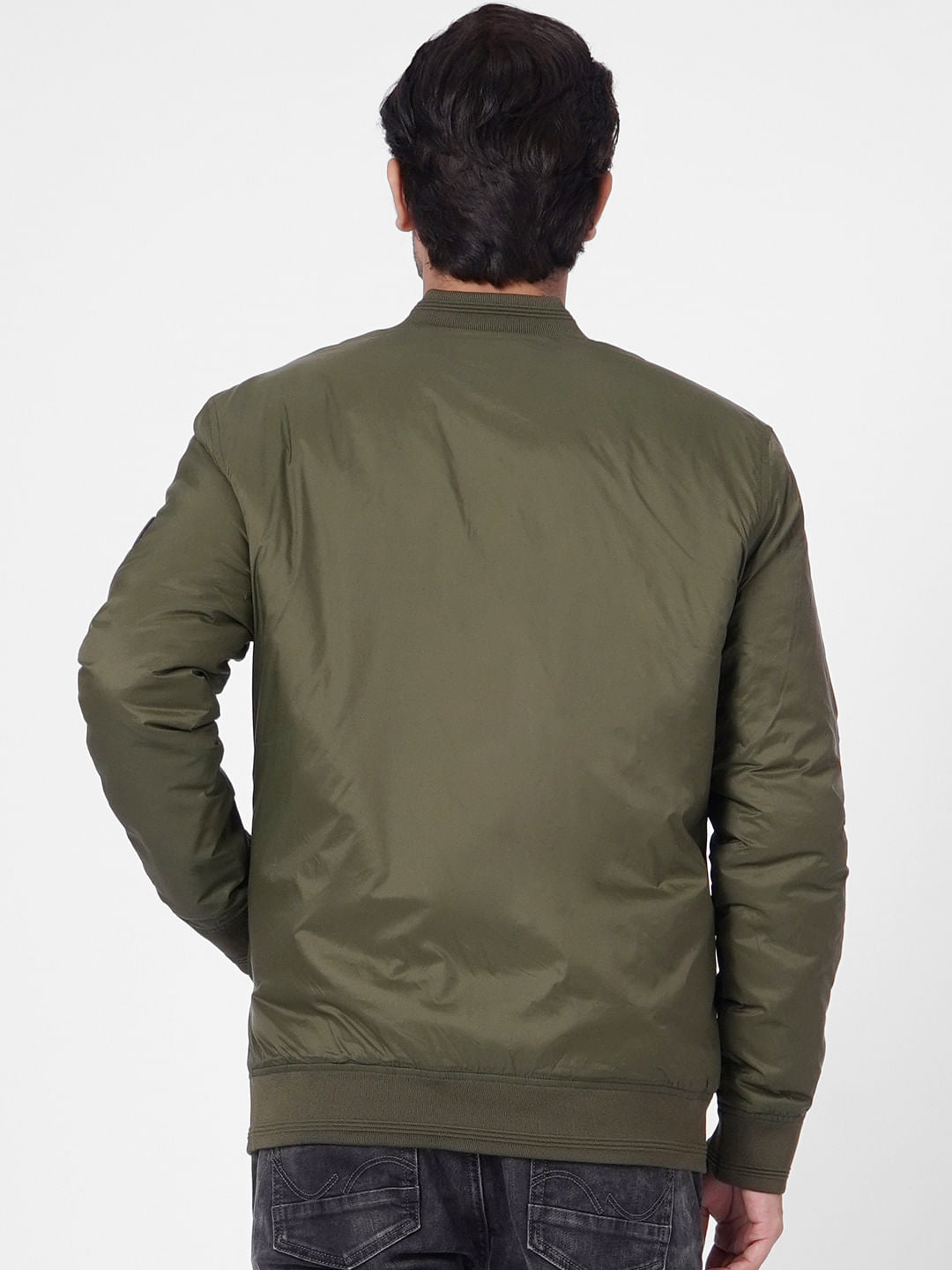 Green Zip Up Bomber Jacket