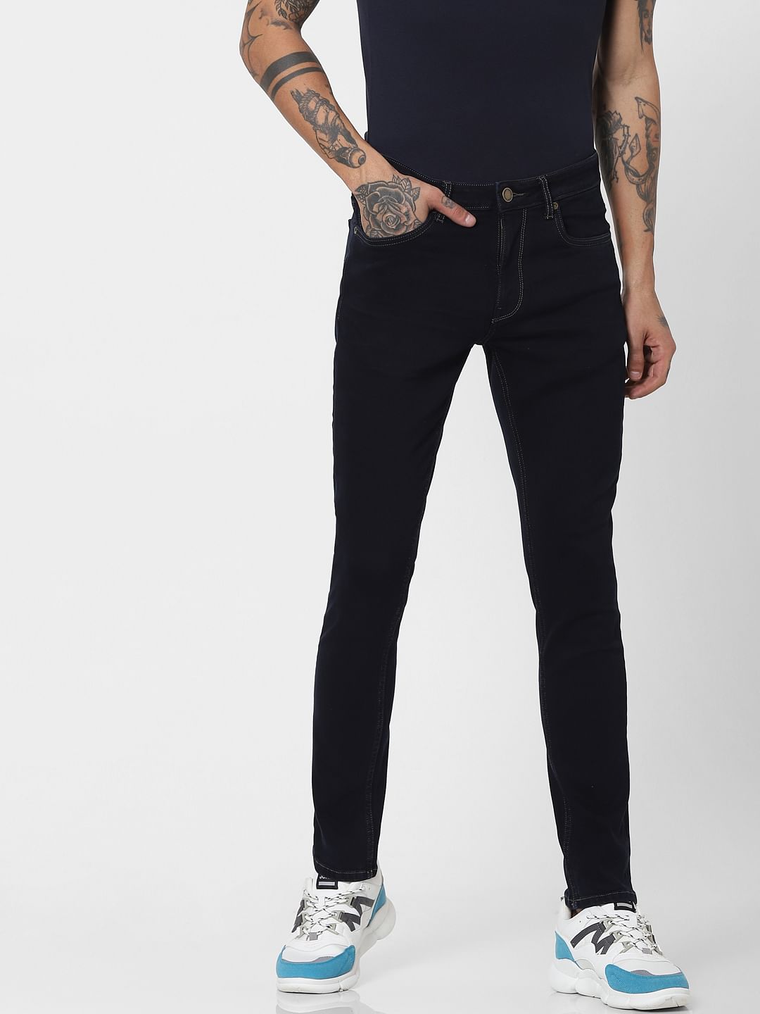Blue Mid Rise Slim Fit Jeans