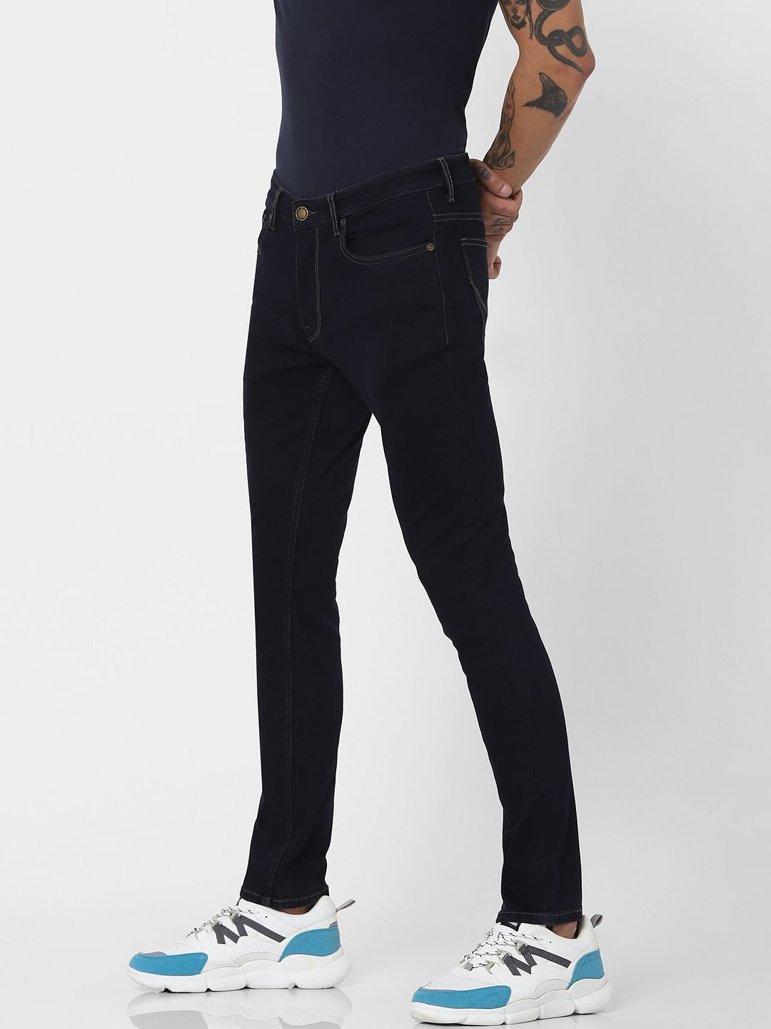Blue Mid Rise Slim Fit Jeans