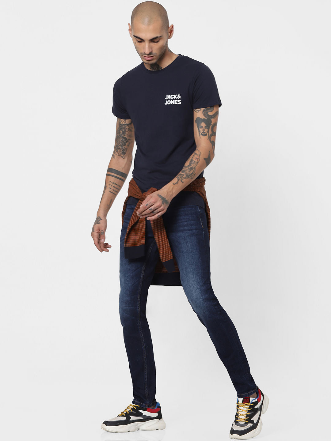 Blue Mid Rise Washed Skinny Jeans - 28/30