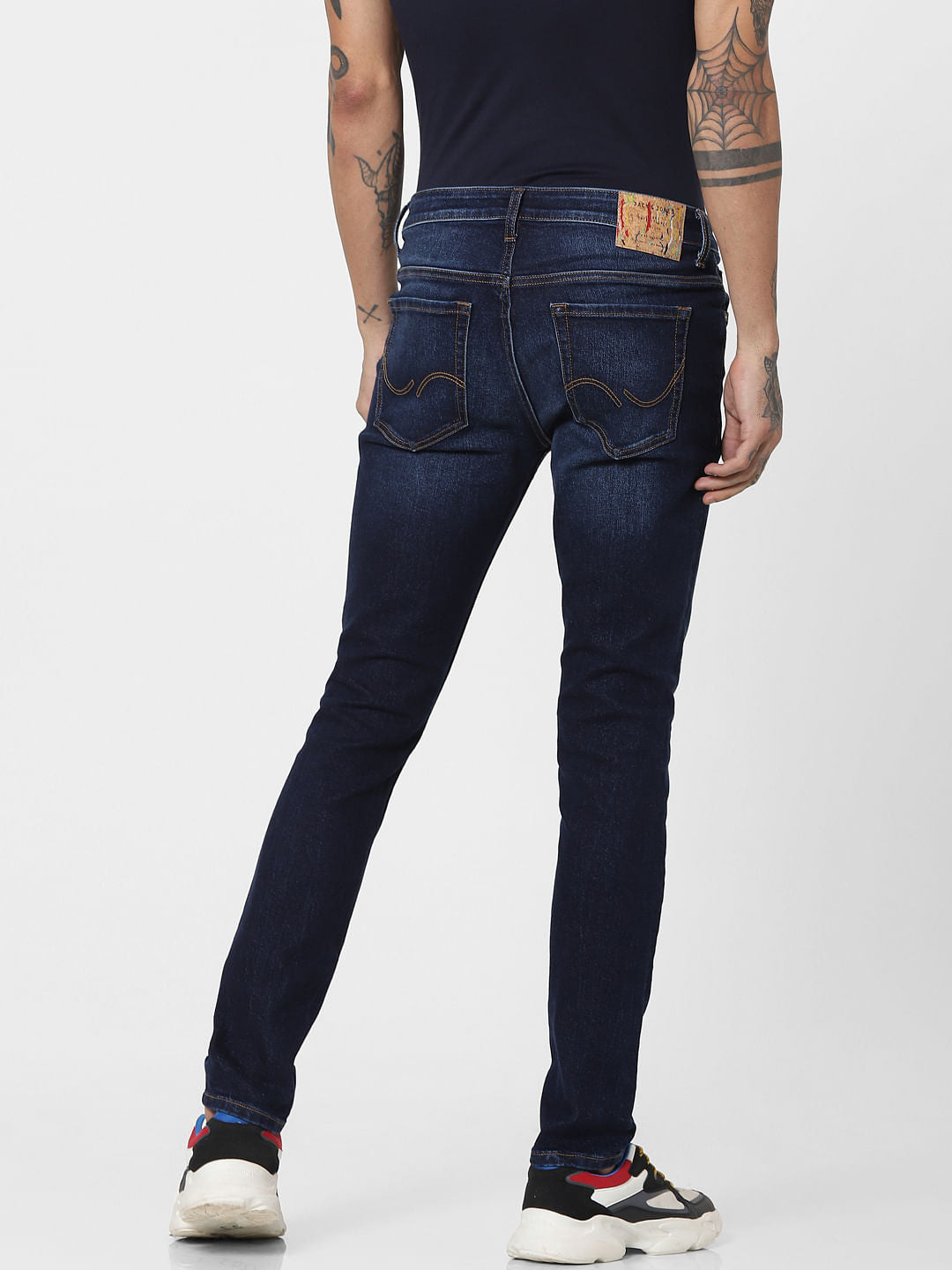 Blue Mid Rise Washed Skinny Jeans