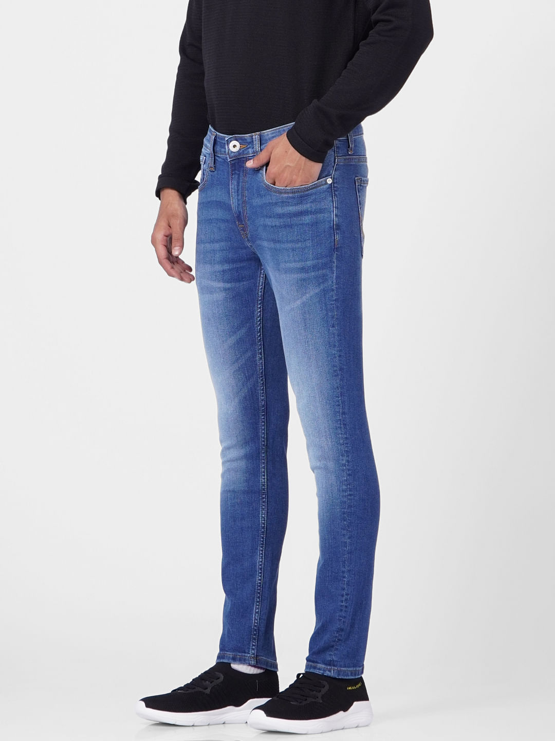 Blue Mid Rise Slim Fit Jeans