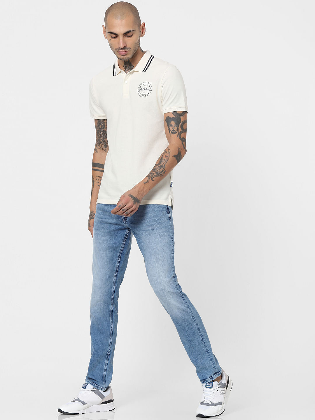 Light Blue Mid Rise Washed Slim Jeans - 28/30