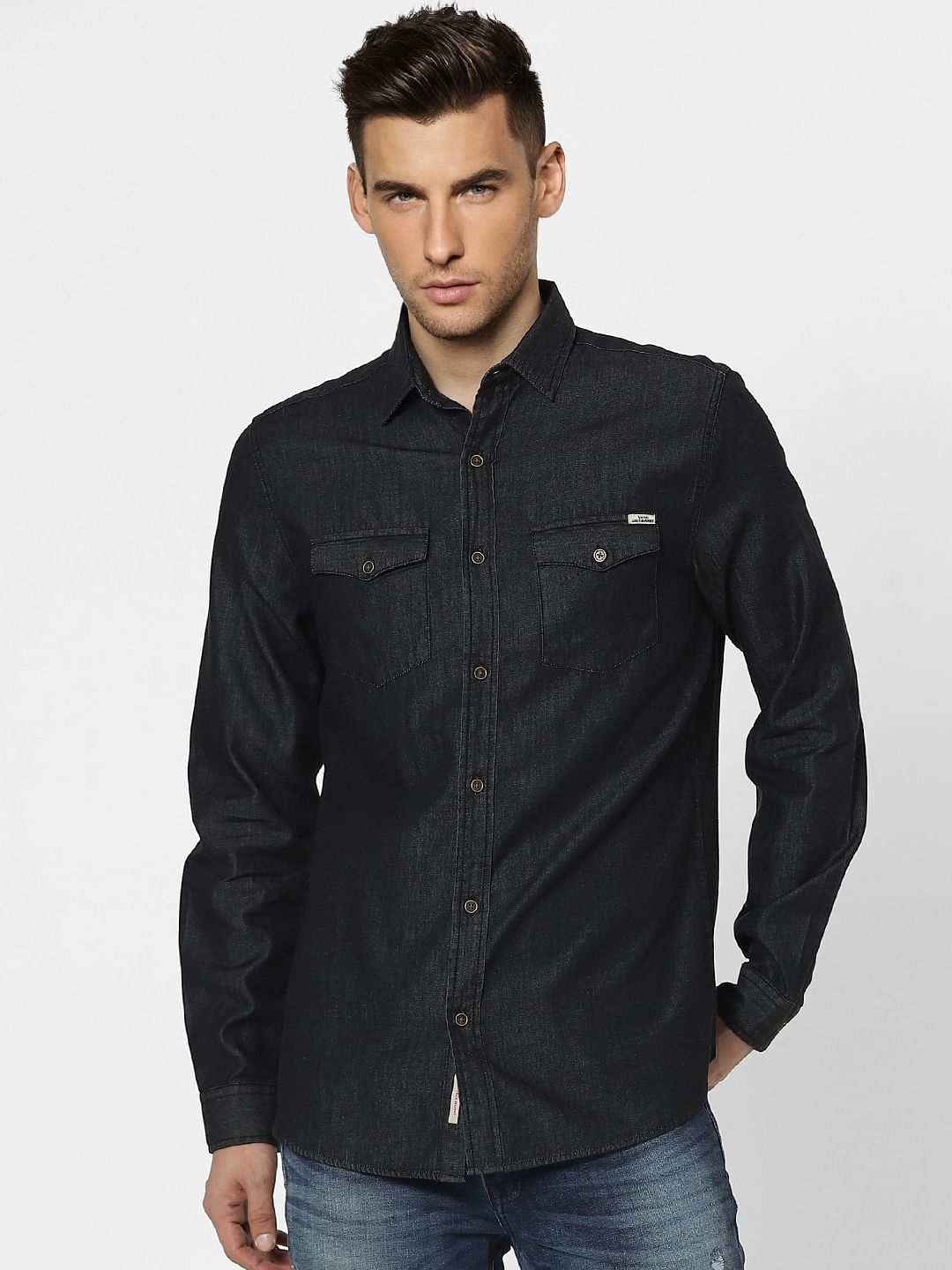 Black Denim Full Sleeves Shirt