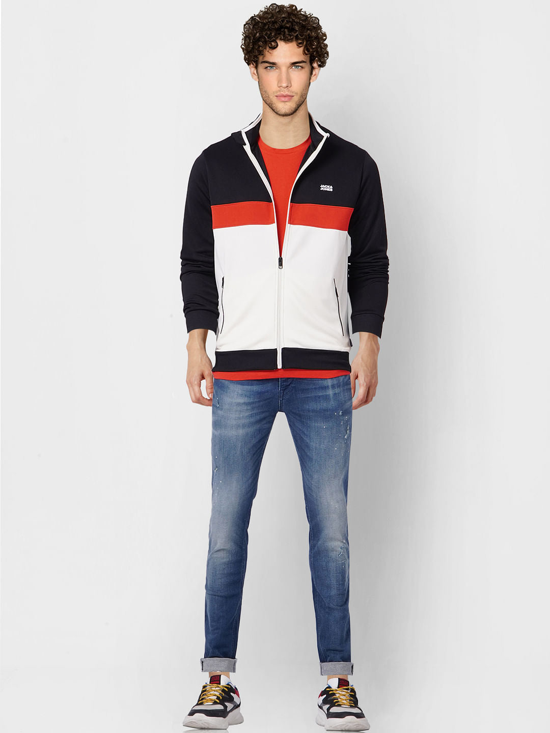 White Colourblocked Track Jacket - S