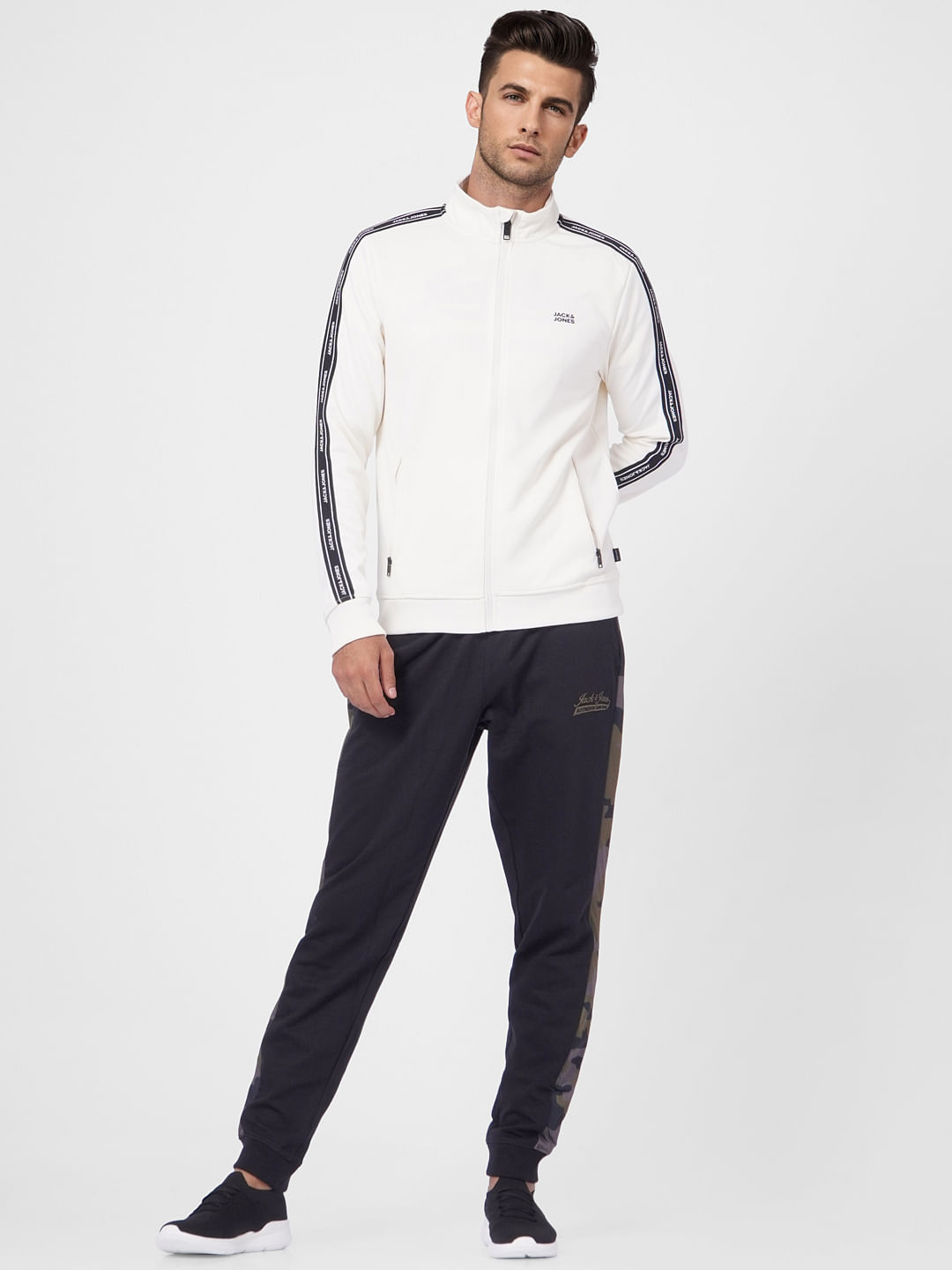 White High Neck Tape Detail Sweatshirt