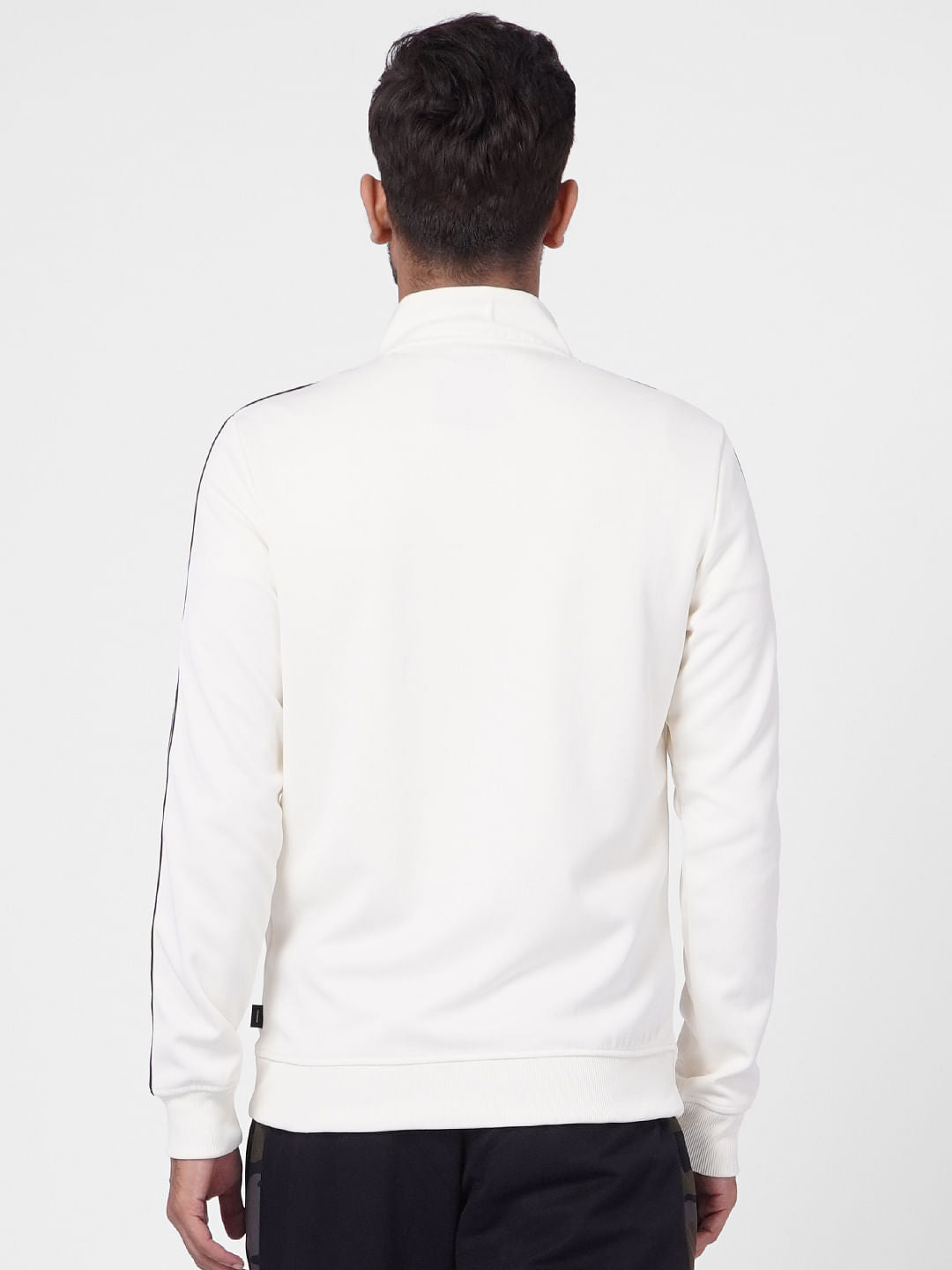 White High Neck Tape Detail Sweatshirt