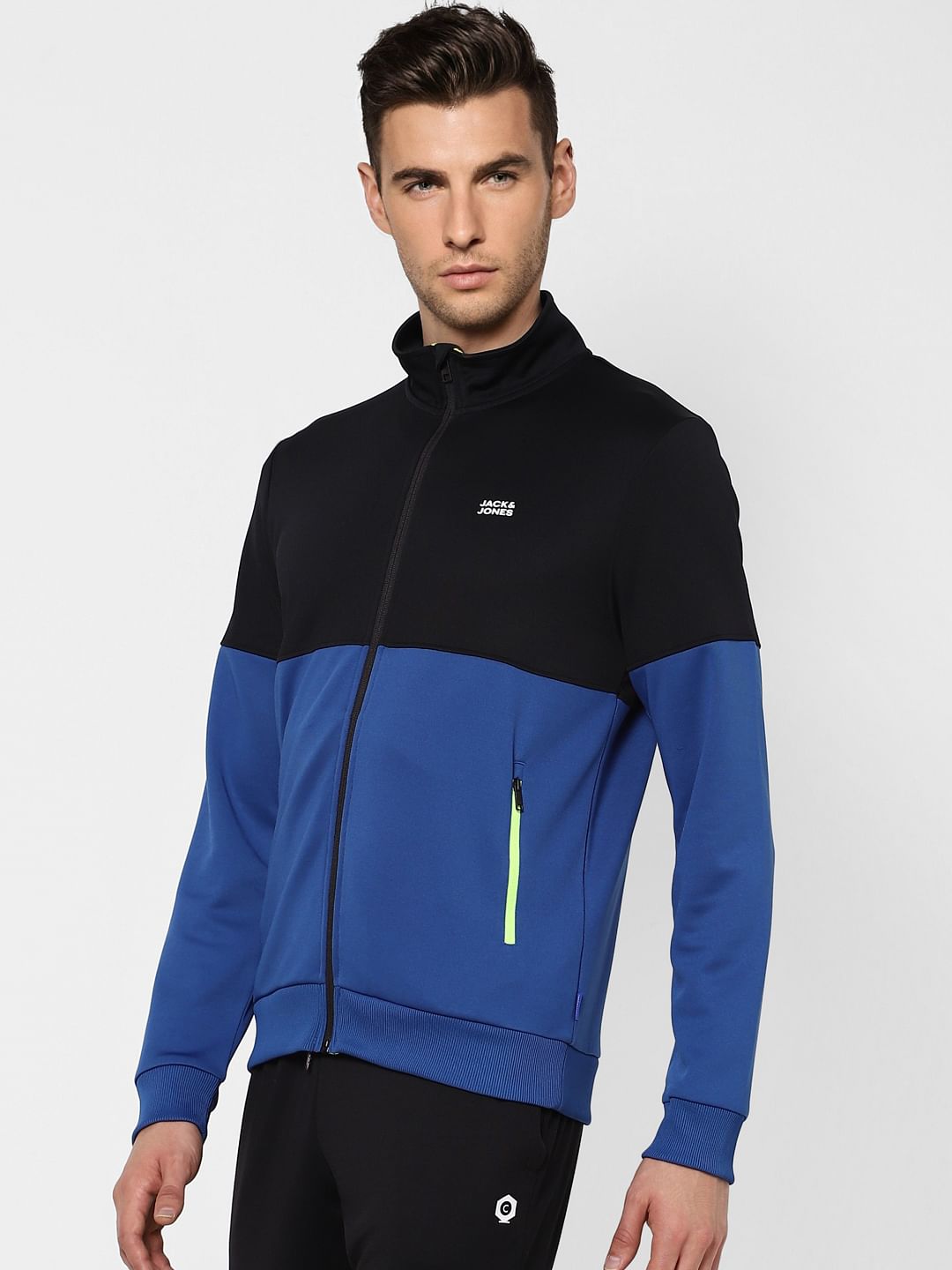 Blue Colourblocked Track Jacket