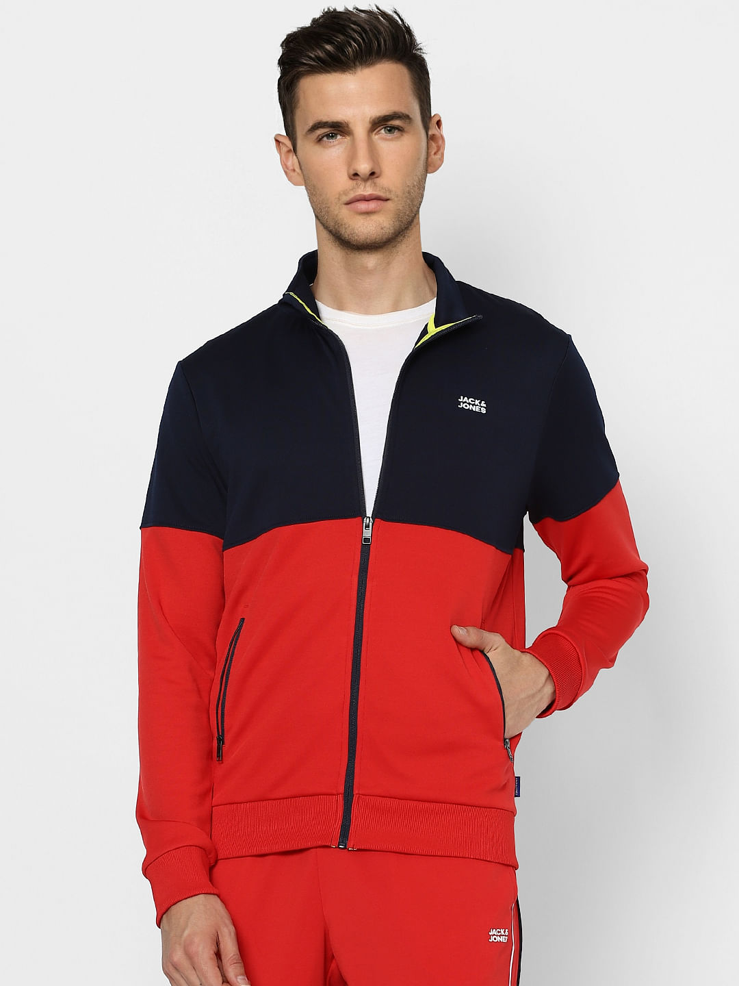 Red Colourblocked Track Jacket