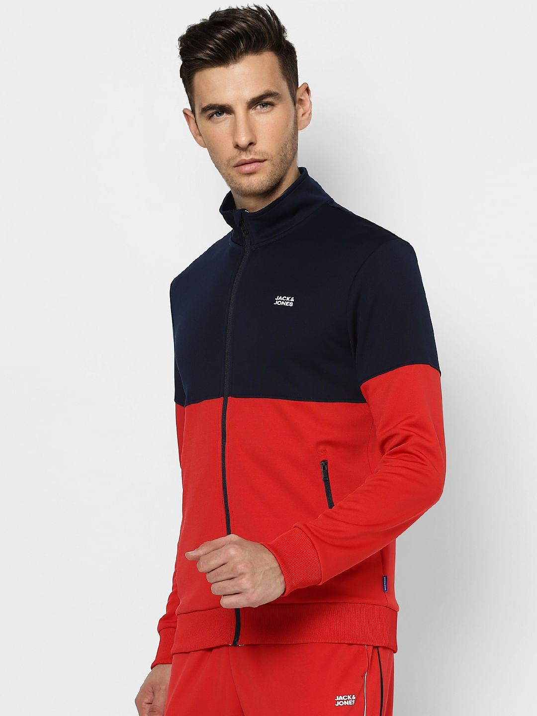 Red Colourblocked Track Jacket