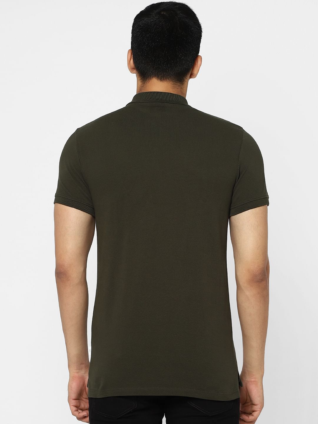 Green Patch Pocket Polo Neck T-shirt