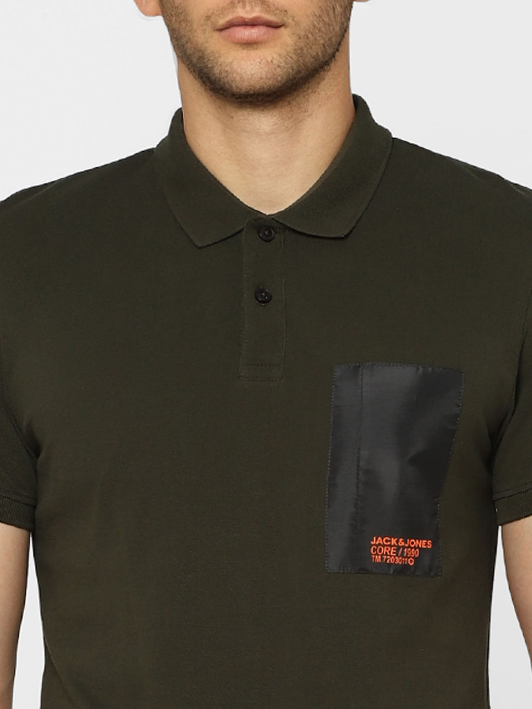 Green Patch Pocket Polo Neck T-shirt