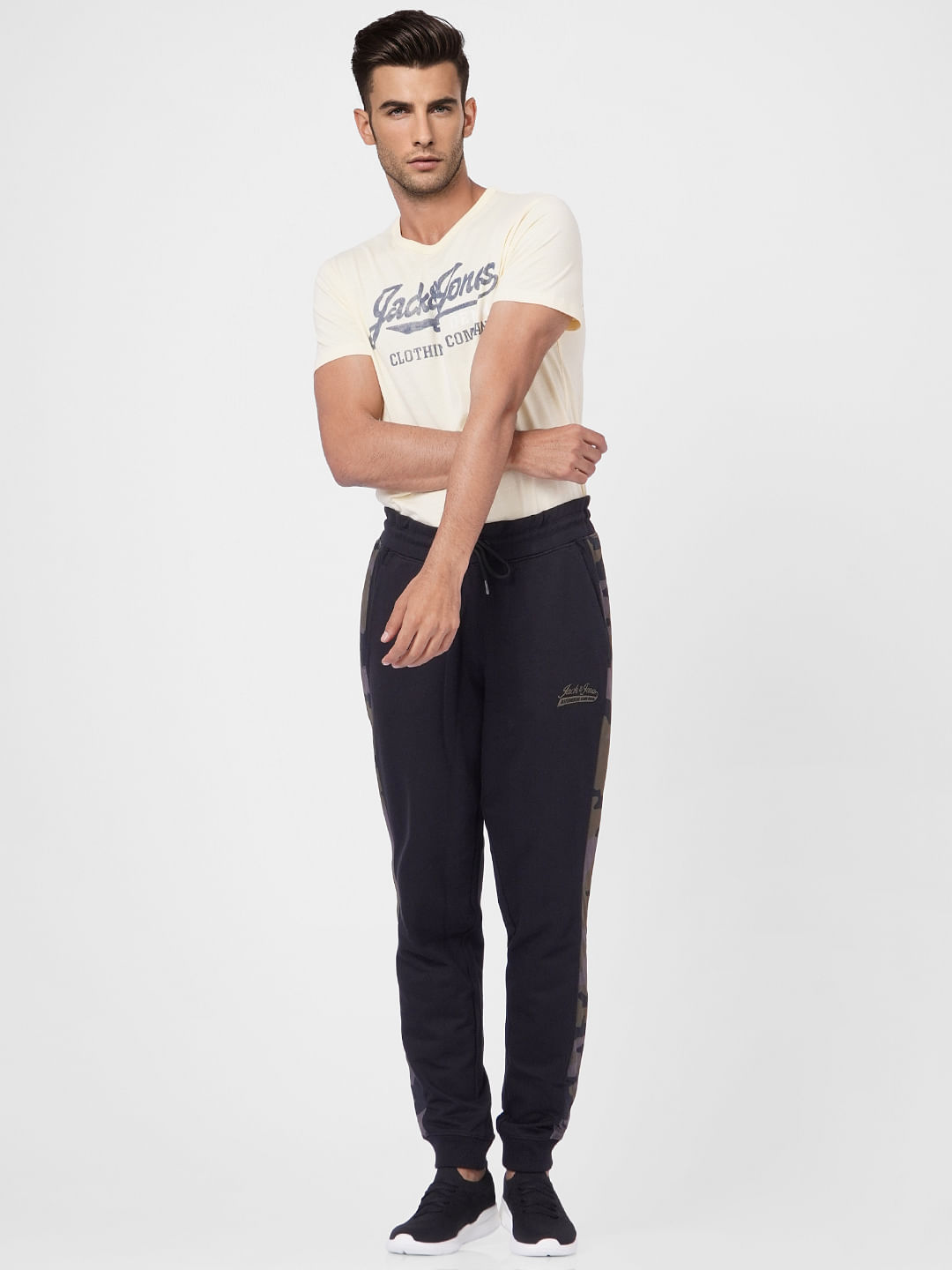 Black High Rise Camo Detail Sweatpants
