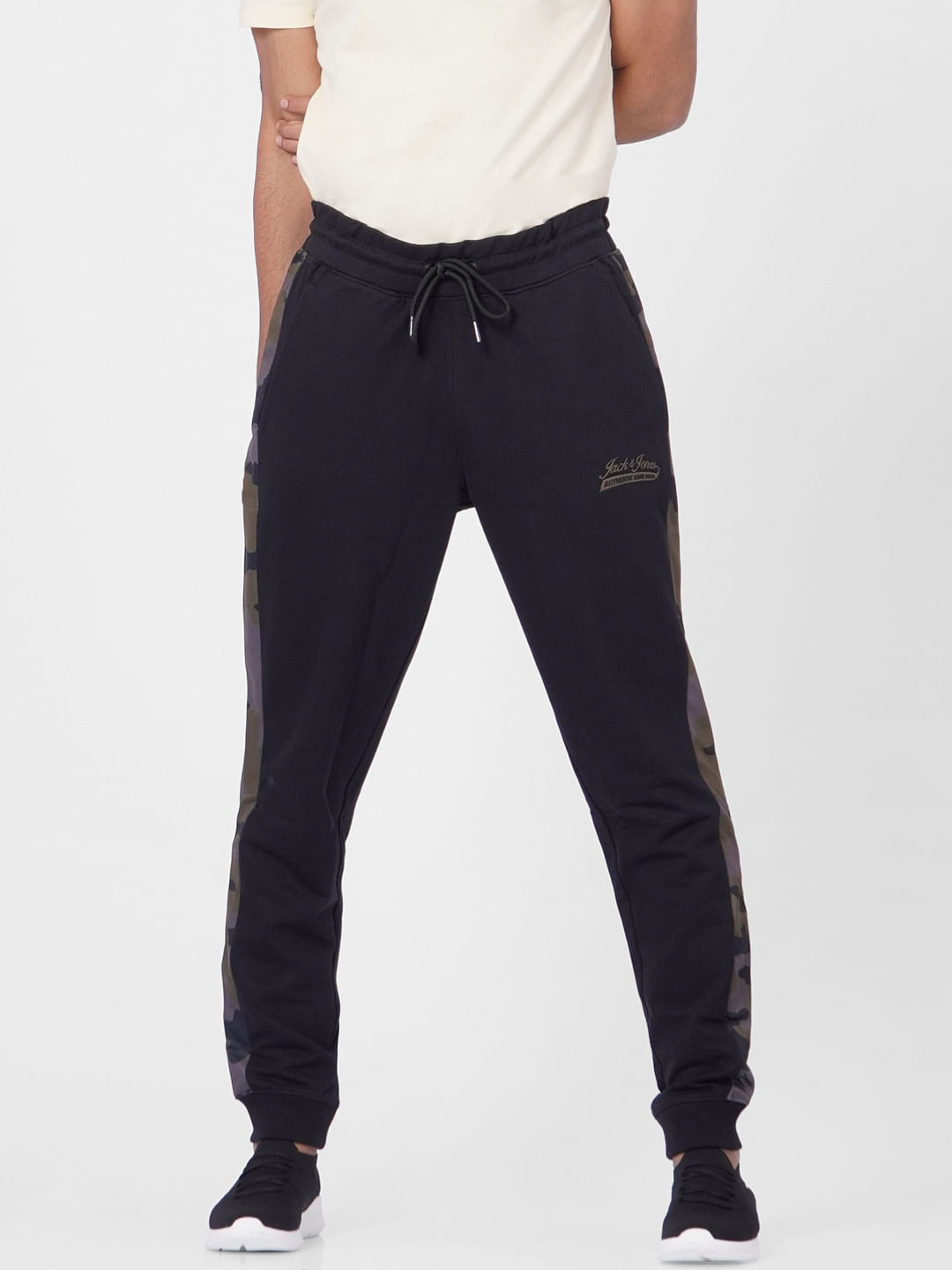 Black High Rise Camo Detail Sweatpants