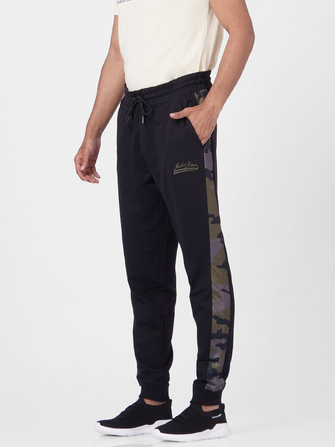 Black High Rise Camo Detail Sweatpants