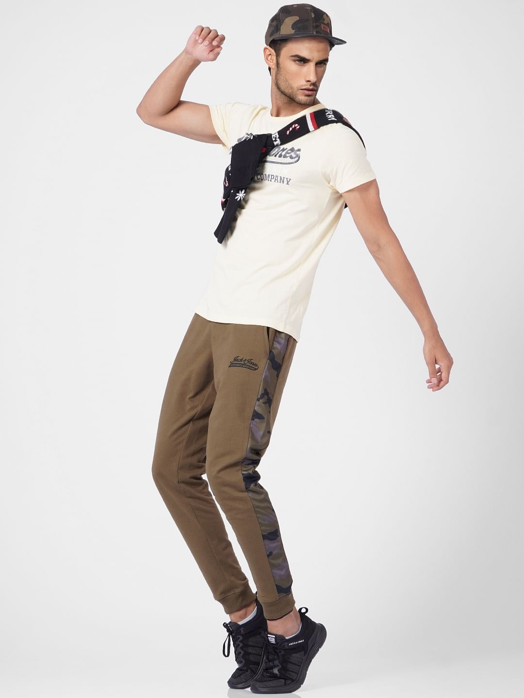 Green Camo Tape Detail Sweatpants - S