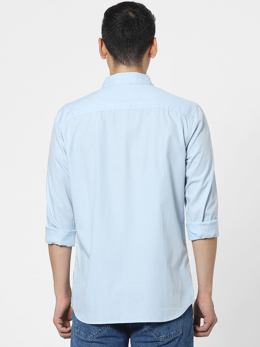 Blue Colourblocked Full Sleeves Shirt