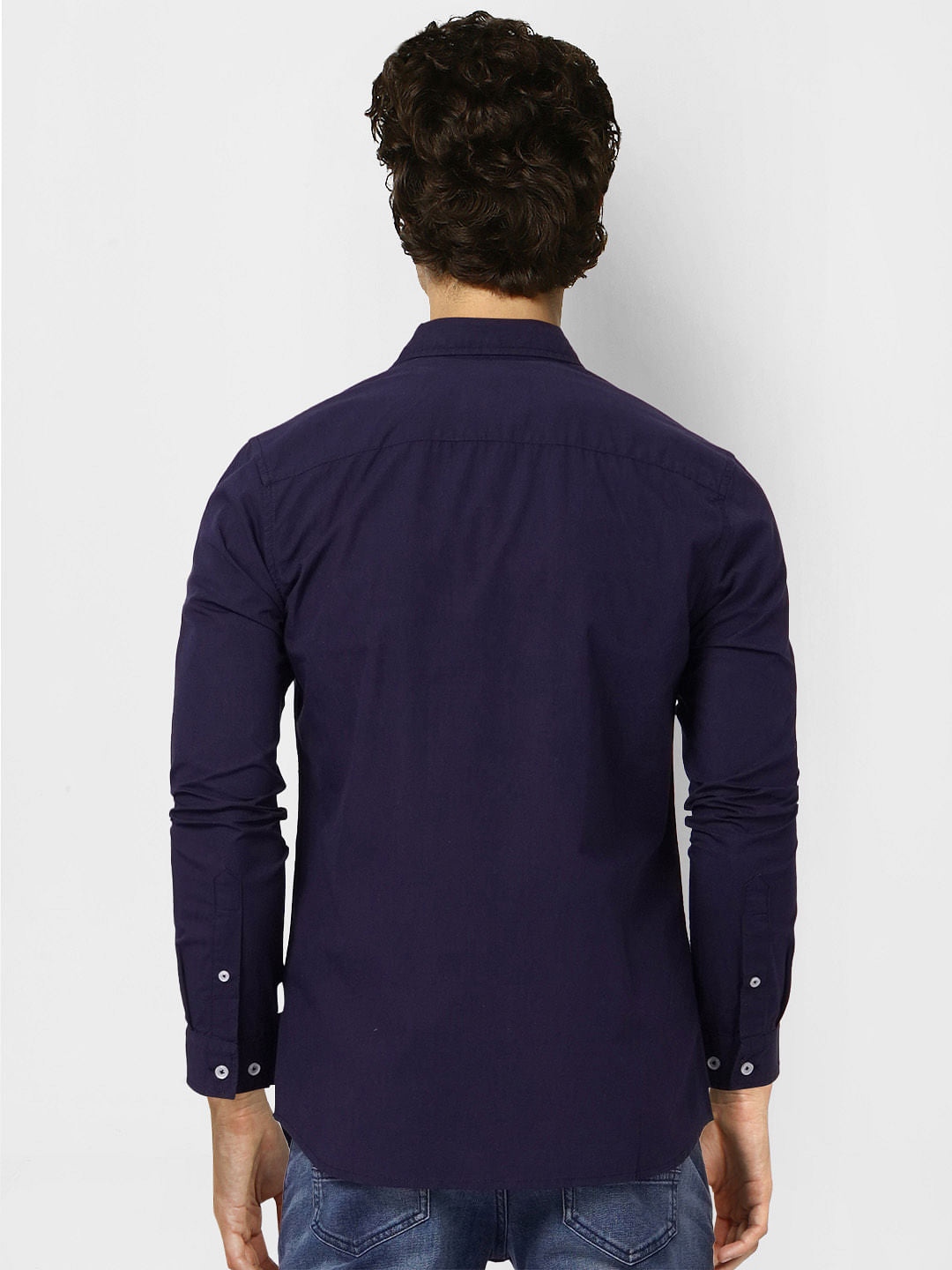Blue Colourblocked Full Sleeves Shirt