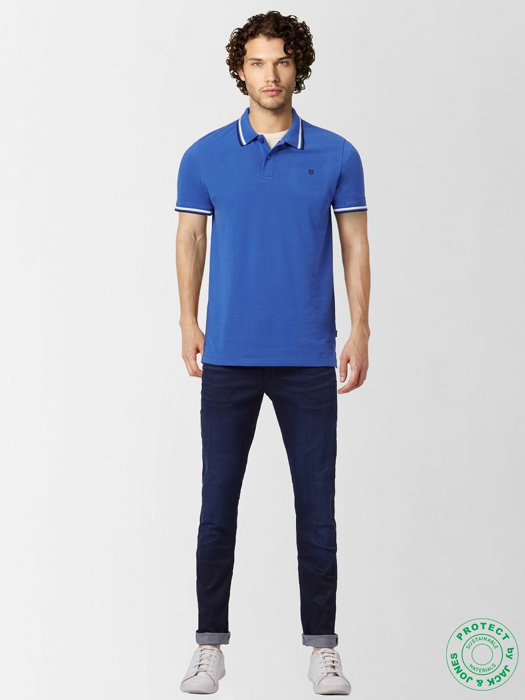 Blue Polo Neck T-shirt - S