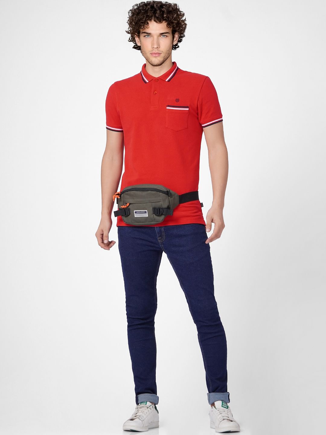 Red Contrast Tipping Polo T-shirt - S