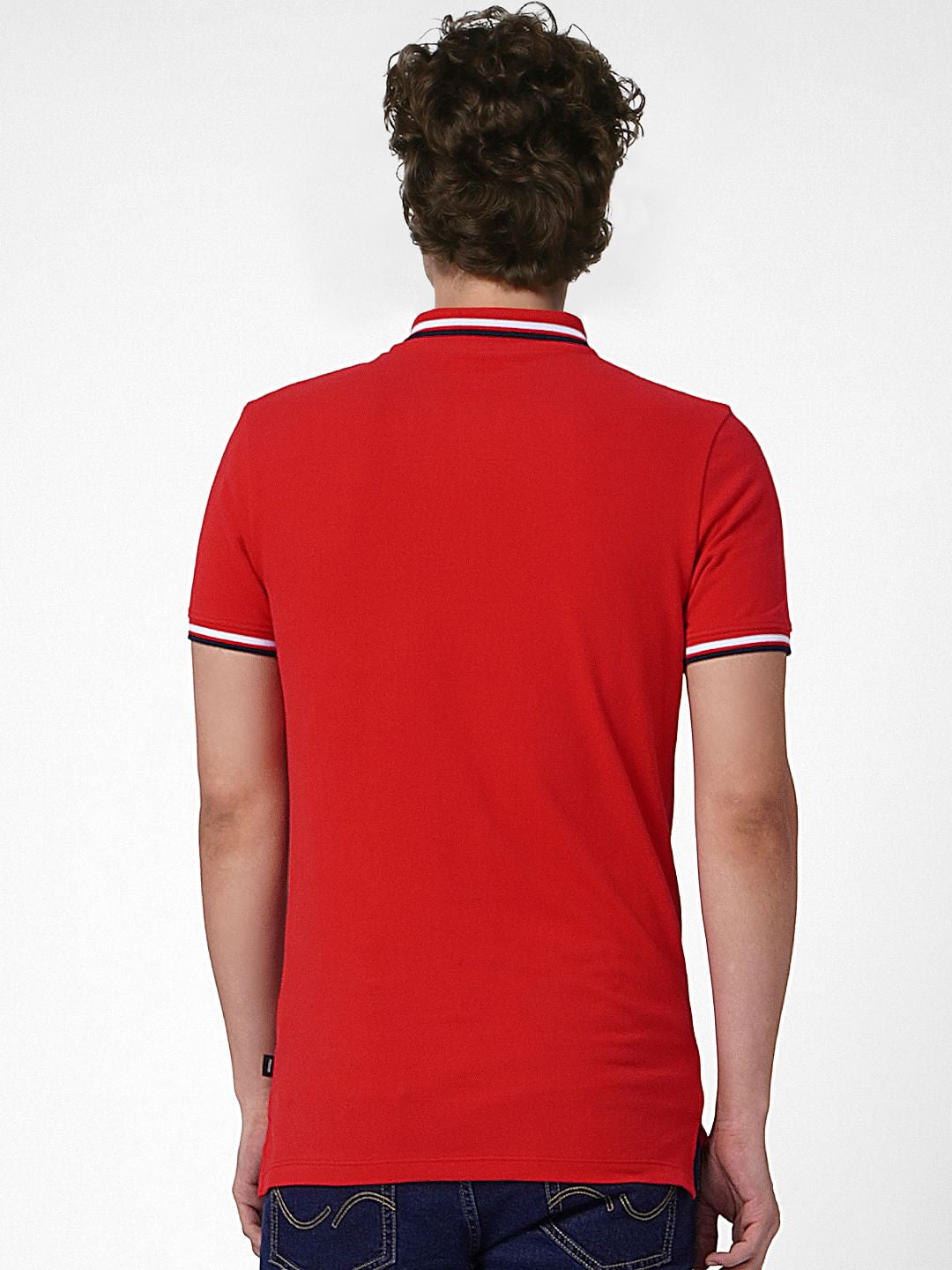 Red Contrast Tipping Polo T-shirt