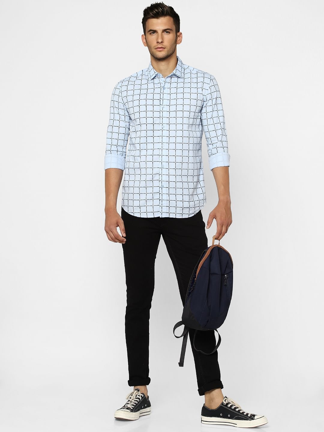Blue Check Full Sleeves Shirt