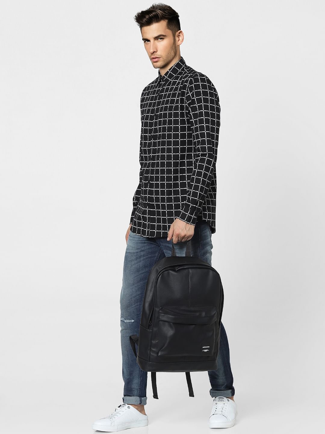 Black Check Full Sleeves Shirt - S