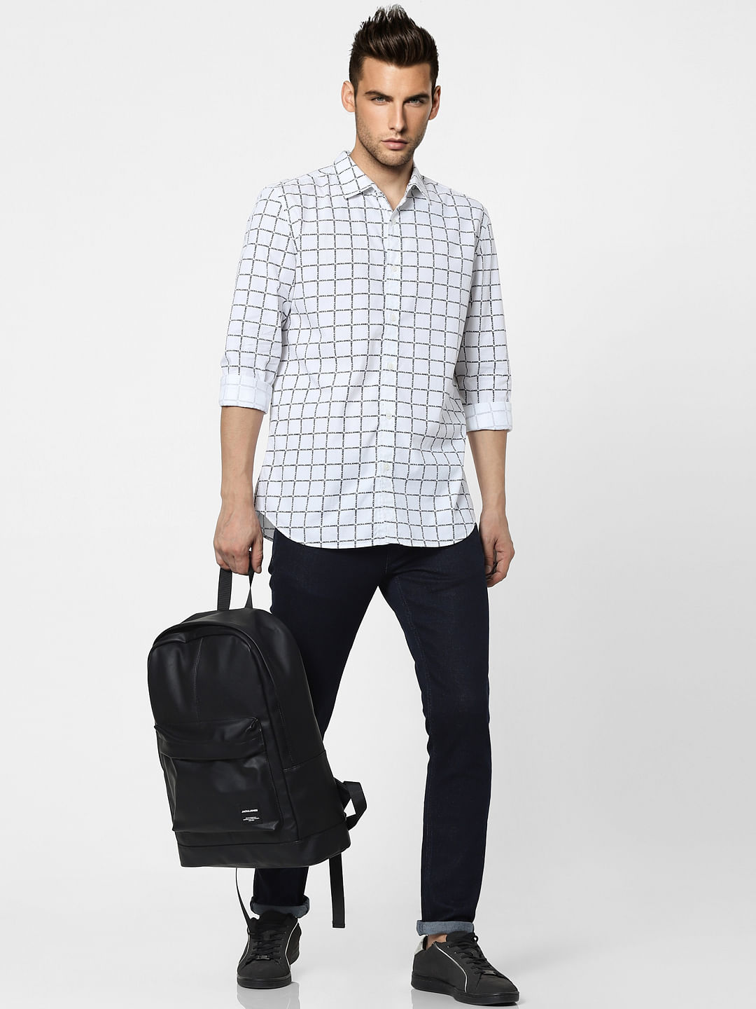 White Checks Full Sleeves Shirt