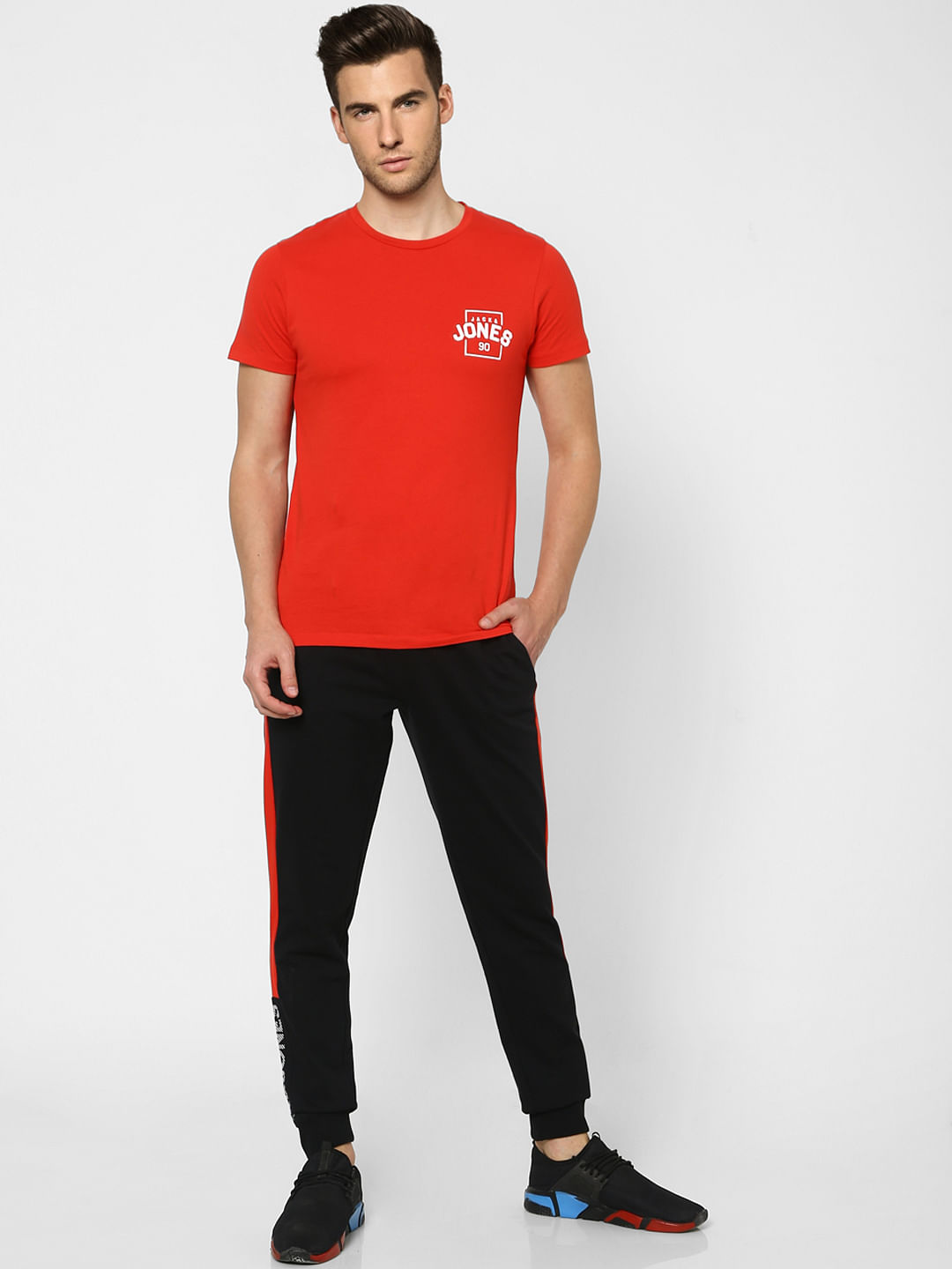 Black Tape Detail High Rise Sweatpants