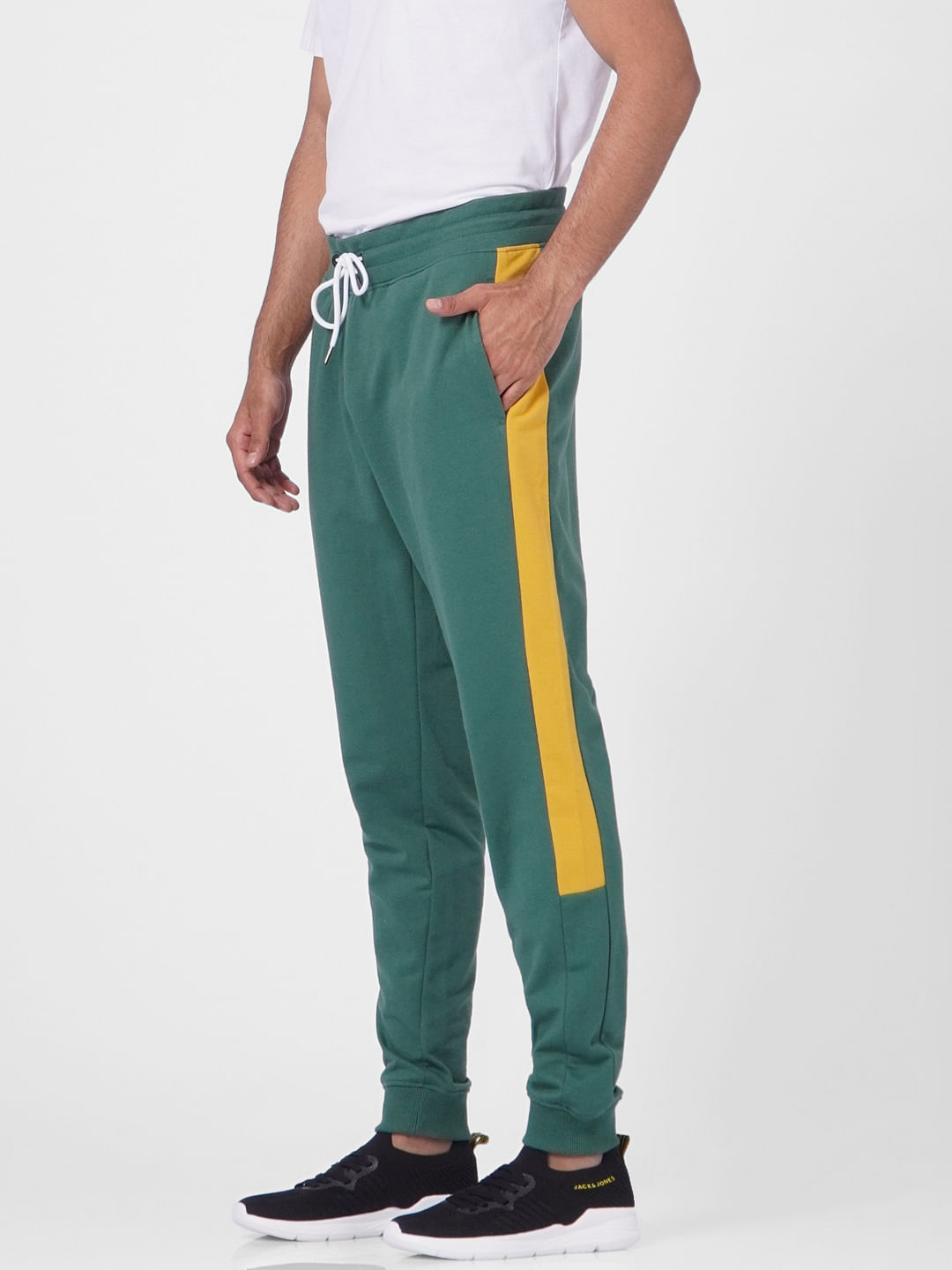 Green High Rise Colourblocked Sweatpants