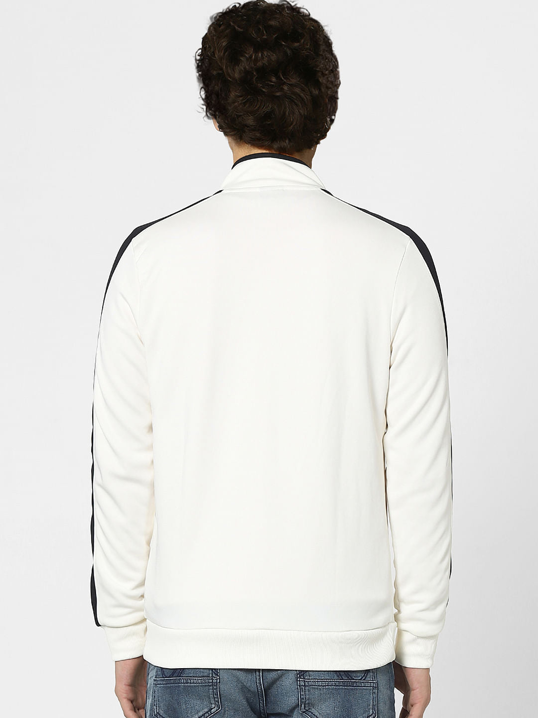 White High Neck Zip Up Track Jacket