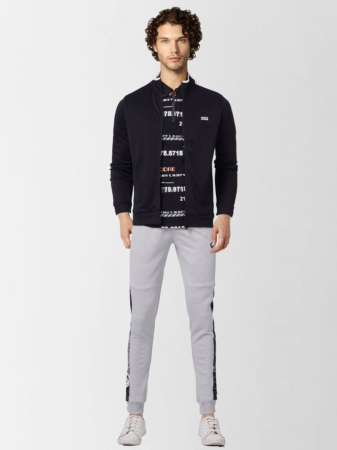Grey High Rise Graphic Print Sweatpants