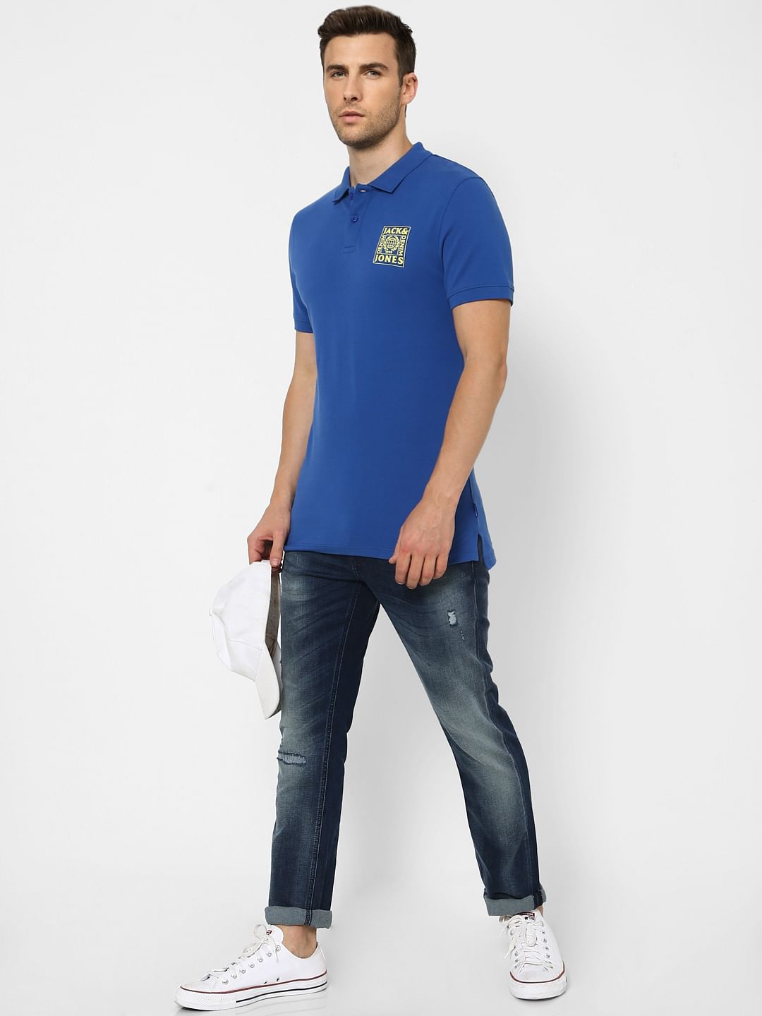 Blue Polo Neck T-shirt - S