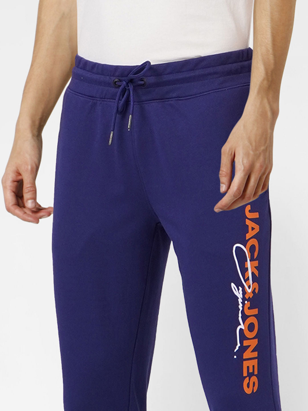 Blue High Rise Logo Print Sweatpants